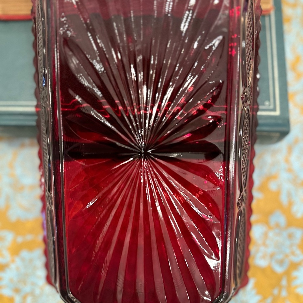 Cape Cod Ruby 9” Oblong 2 Part Relish by Avon - Picture 3 of 3